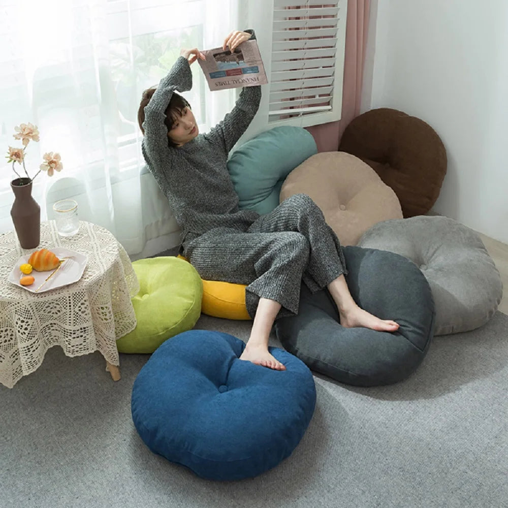 Floor Seat Pillow Solid Color Suitable for Meditation Yoga Round Seat Pads Mat Pouf Sofa Chair Bed Car Seat Pillows Cushions