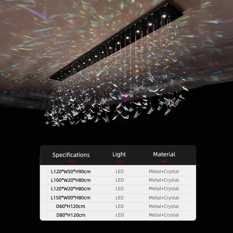 Crystal Butterfly Pendant Chandelier Kitchen Island Living Room