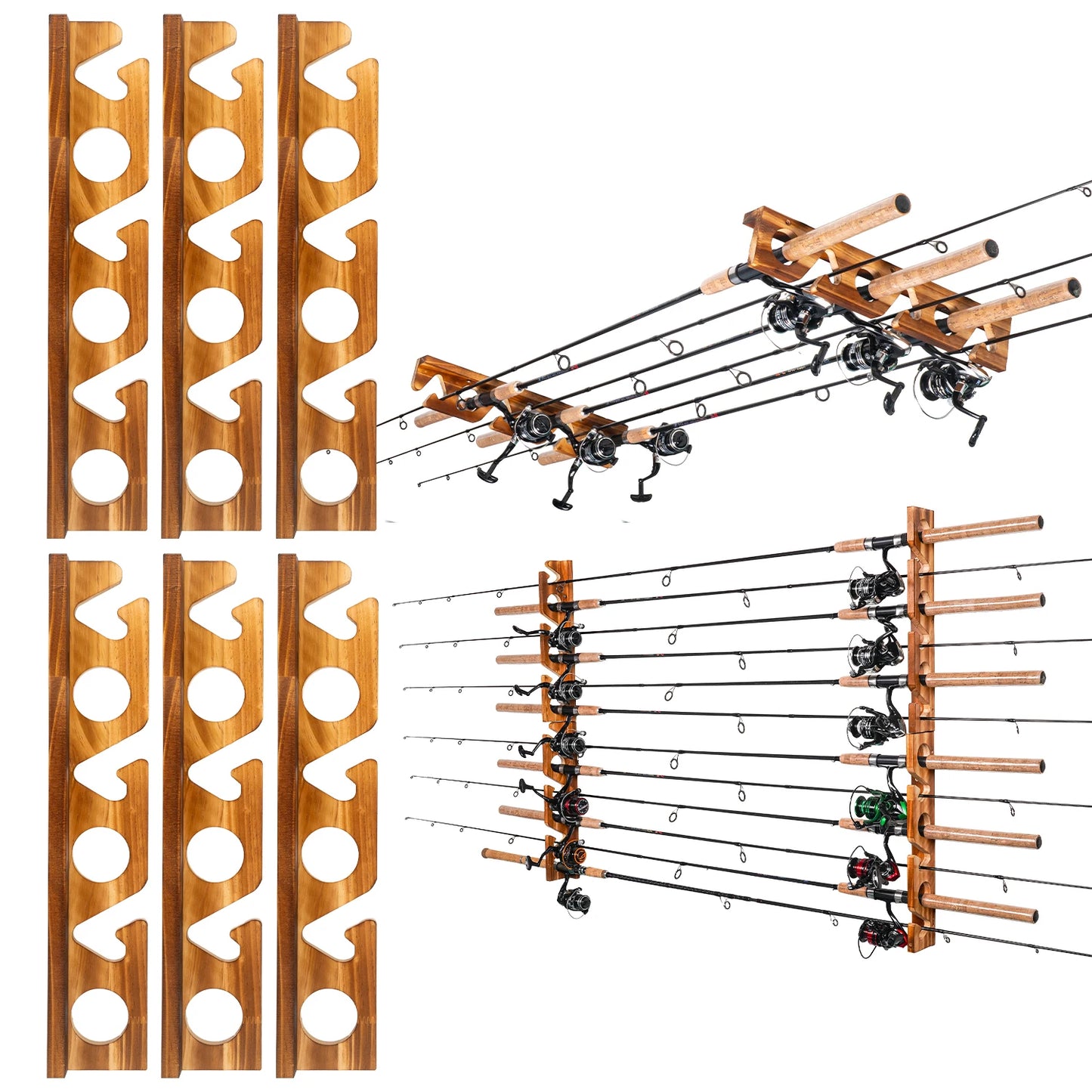 Ghosthorn 6/12/18/24 Rods Fishing Pole Rod Racks Fishing Rod Holders Overhead Ceiling Mount Fishing Gear Storage Organizer Space-Saving Garage Wall Ceiling Rack