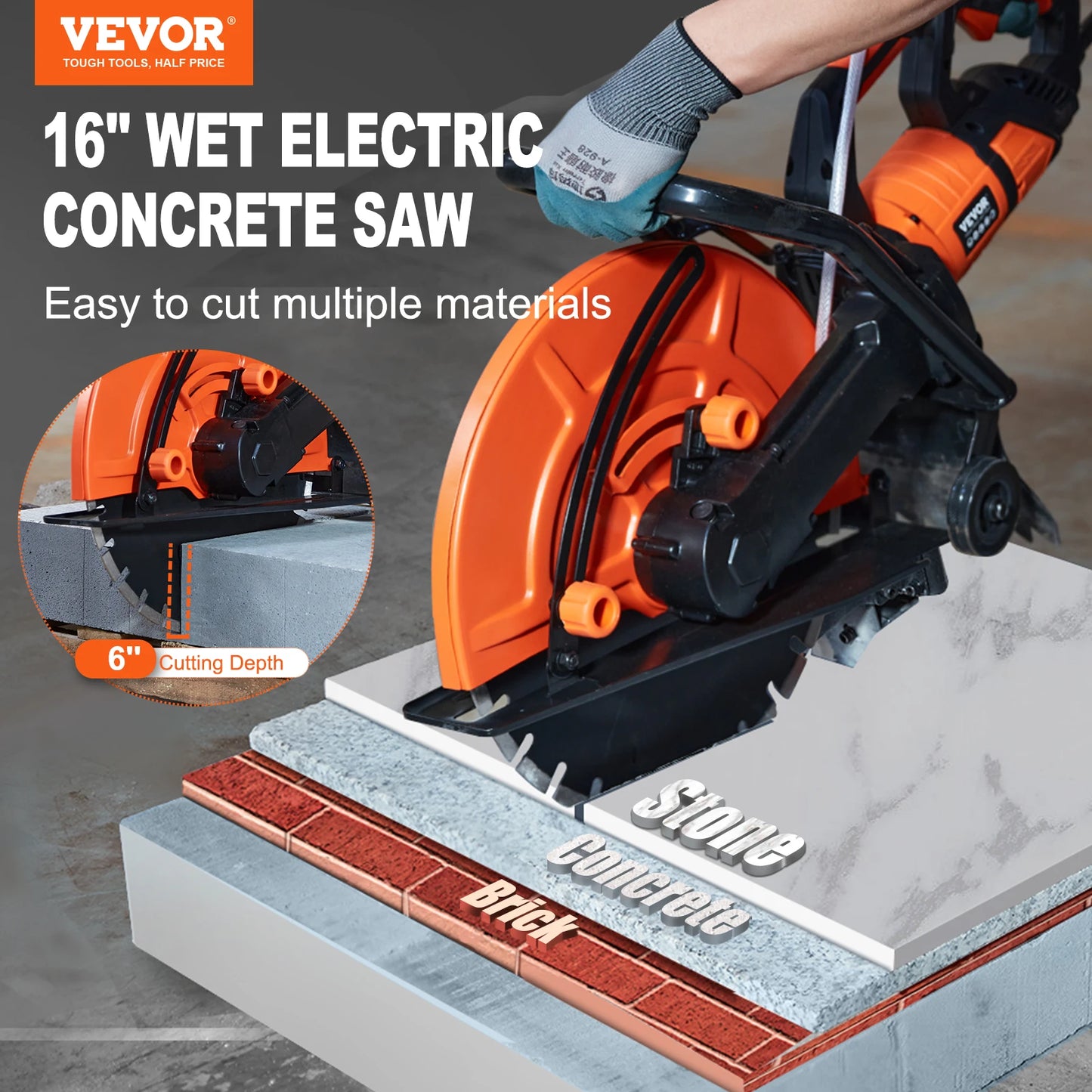 Electric Concrete Saw With Wet Disk Saw For Precision