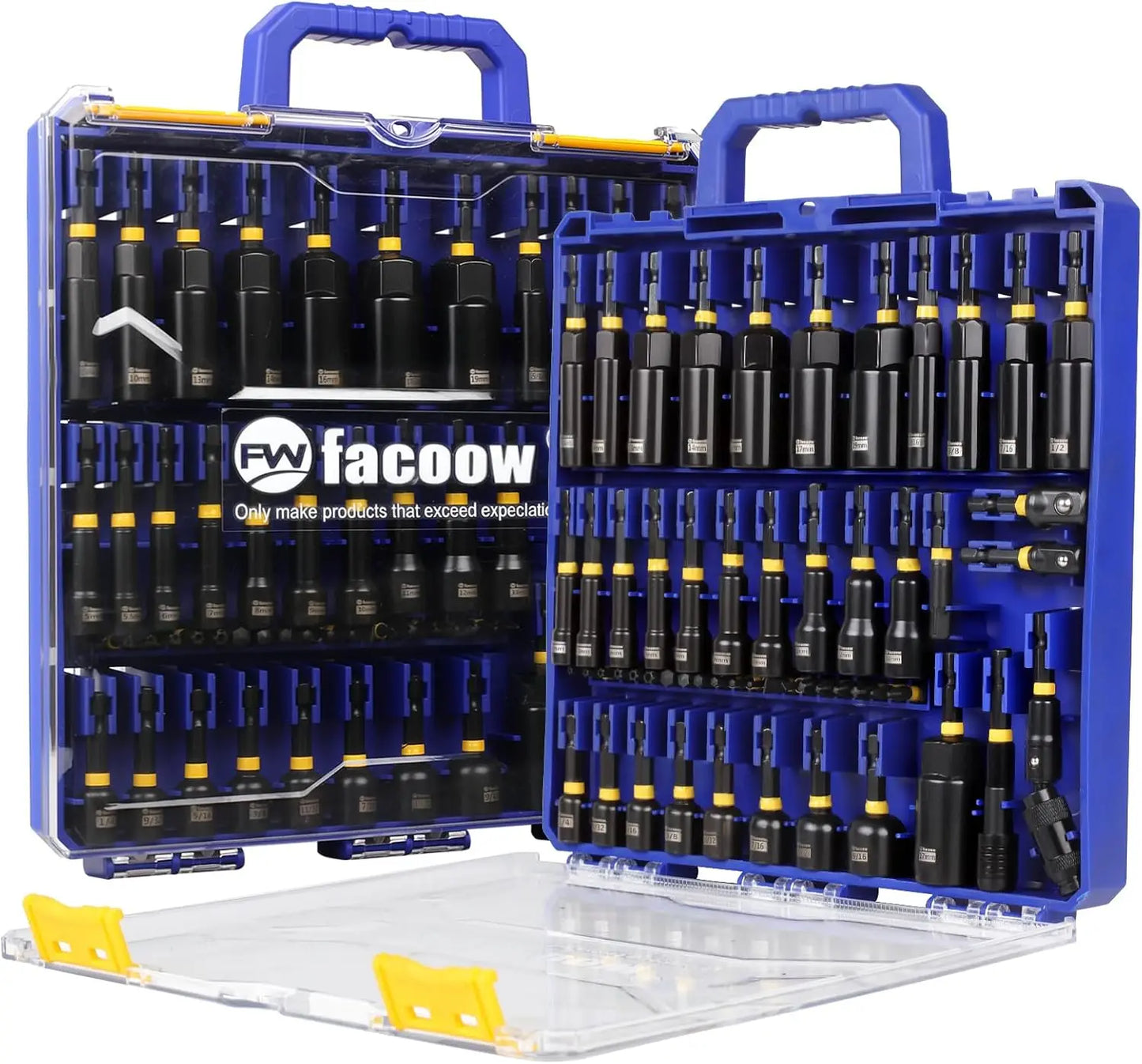 55PCS Magnetic Nut Driver Set with SAE & Metric Sockets, Impact Tools, Storage Box