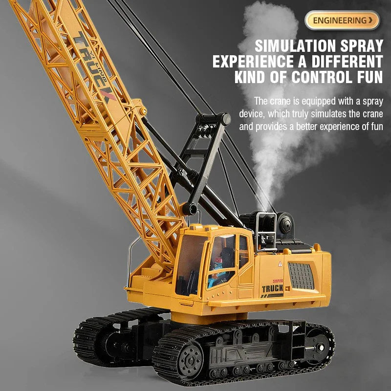 RC Crane Tractor 2.4G 15/13/11/9CH Children Electric Alloy Arm Remote Control Truck Engineering Vehicle Electric Spray Xmas Gift