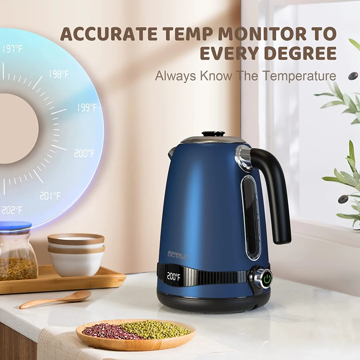 1pc 1.8QT Electric Kettle with Temperature Control 1100W