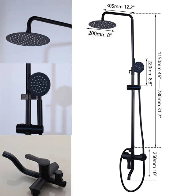 Wall Mounted Rainfall Shower Kit With Three Way Mixer