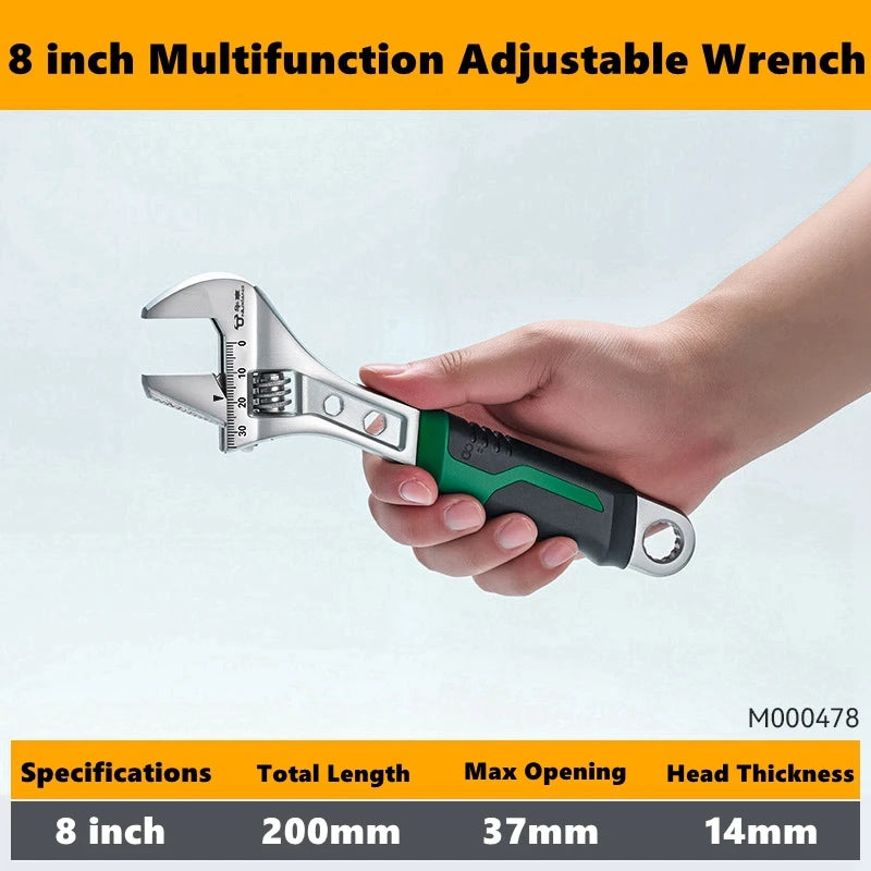 8/10/12 inch Adjustable Wrench Multi-function Universal Spanner Wrenches Set for Greater Leverage Locking Car Maintenance Tool