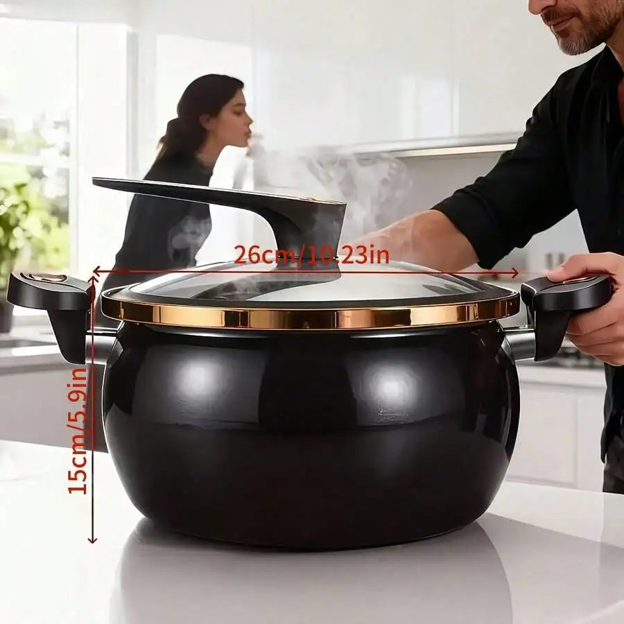 Large-Capacity Soup Pot With A Twist-Lock Handle For Quick Cooking, Non-Stick Pot 2.19 Gallons Multi-Function Cooking Pot, Gas S