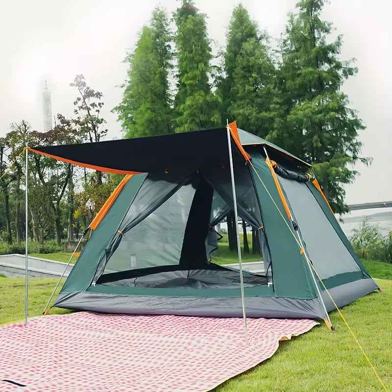 Automatic Open Camping Tent Waterproof Sun-Protection Beach Camping Tent Foldable Anti-UV Shade 3-6 People Outdoor Family Tents