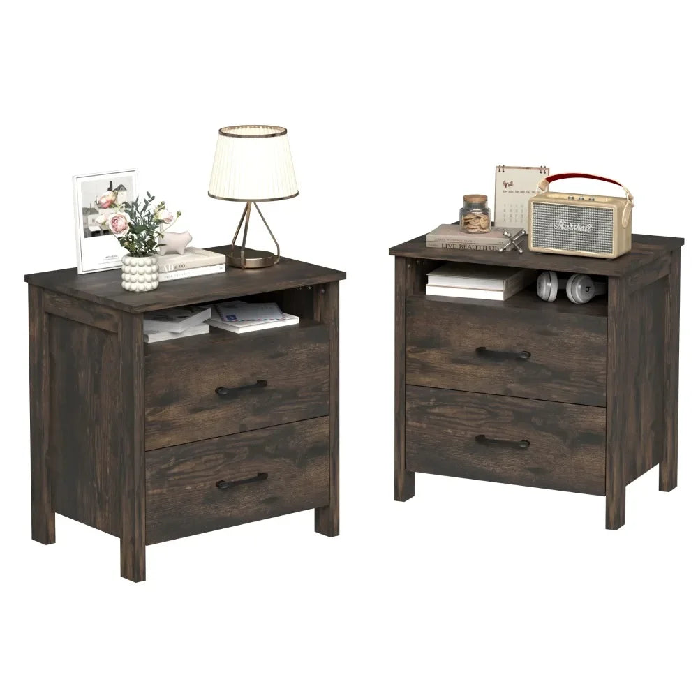 Modern Farmhouse Nightstand Set of 2 Rustic End Tables