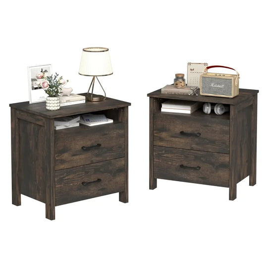 Modern Farmhouse Nightstand Set of 2 Rustic End Tables