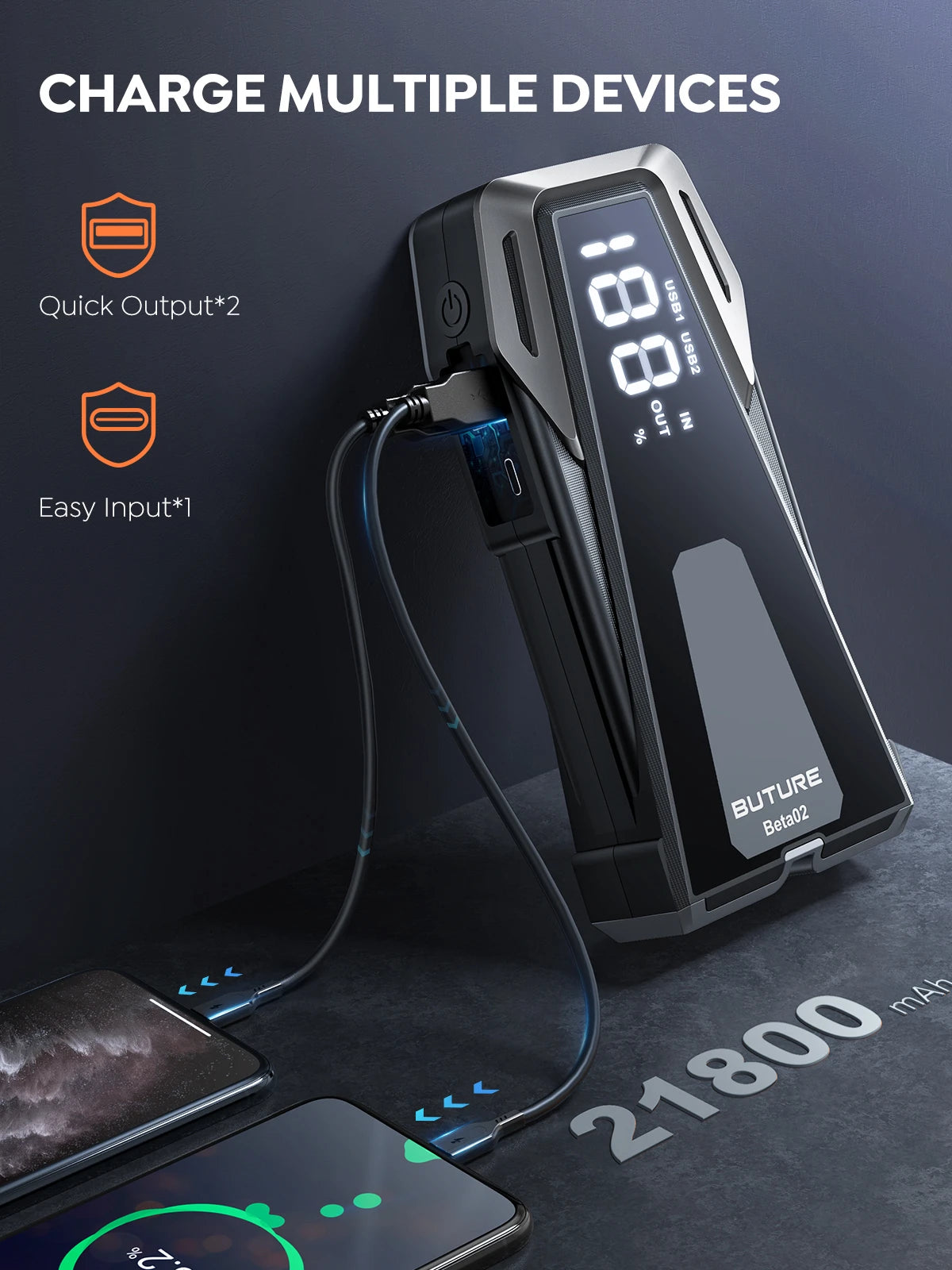 BUTURE Power Bank 2500A Jump Starter Portable Charger