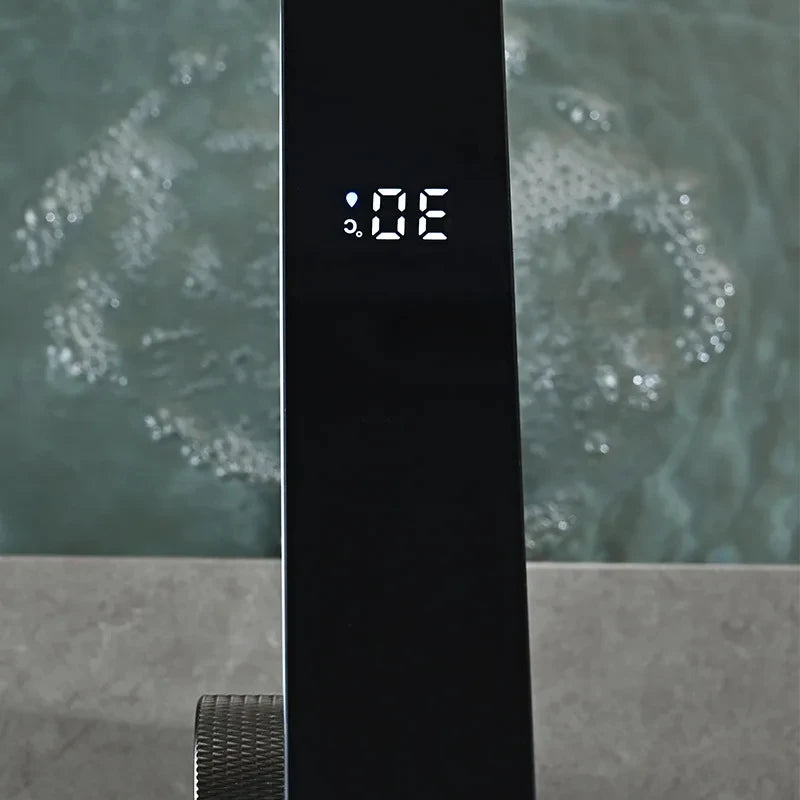 Smart LED Brass Deck Mounted Basin Faucet With Display