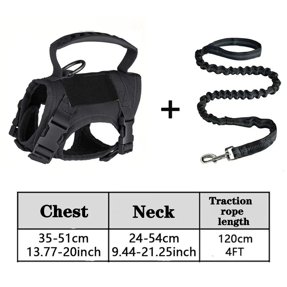 Adjustable Tactical Pet Harness With Breathable Mesh Vest