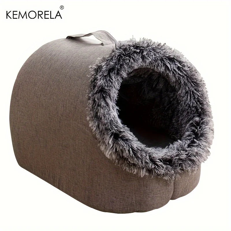 KEMORELA Winter Cat Bed Self-Warming Puppy House Cozy Cat Sleeping Cave Beds Indoor Kitten Nest Kennel Hut for Small Medium Cats