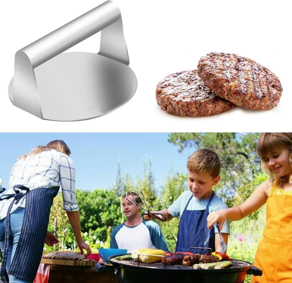 Hamburger Meat Press 430 Stainless Steel Circular Square Burger Meat Press Kitchen Tool Non-Stick Meat Press Plate