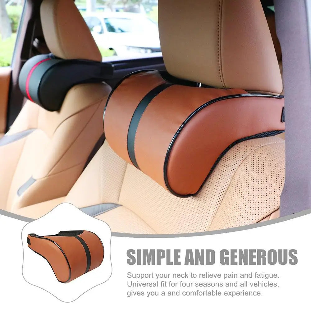 Adjustable Breathable Car Headrest Memory Cotton Car Cushion Leather Neck Pillow Car Waist Pad Automotive Decorative Products