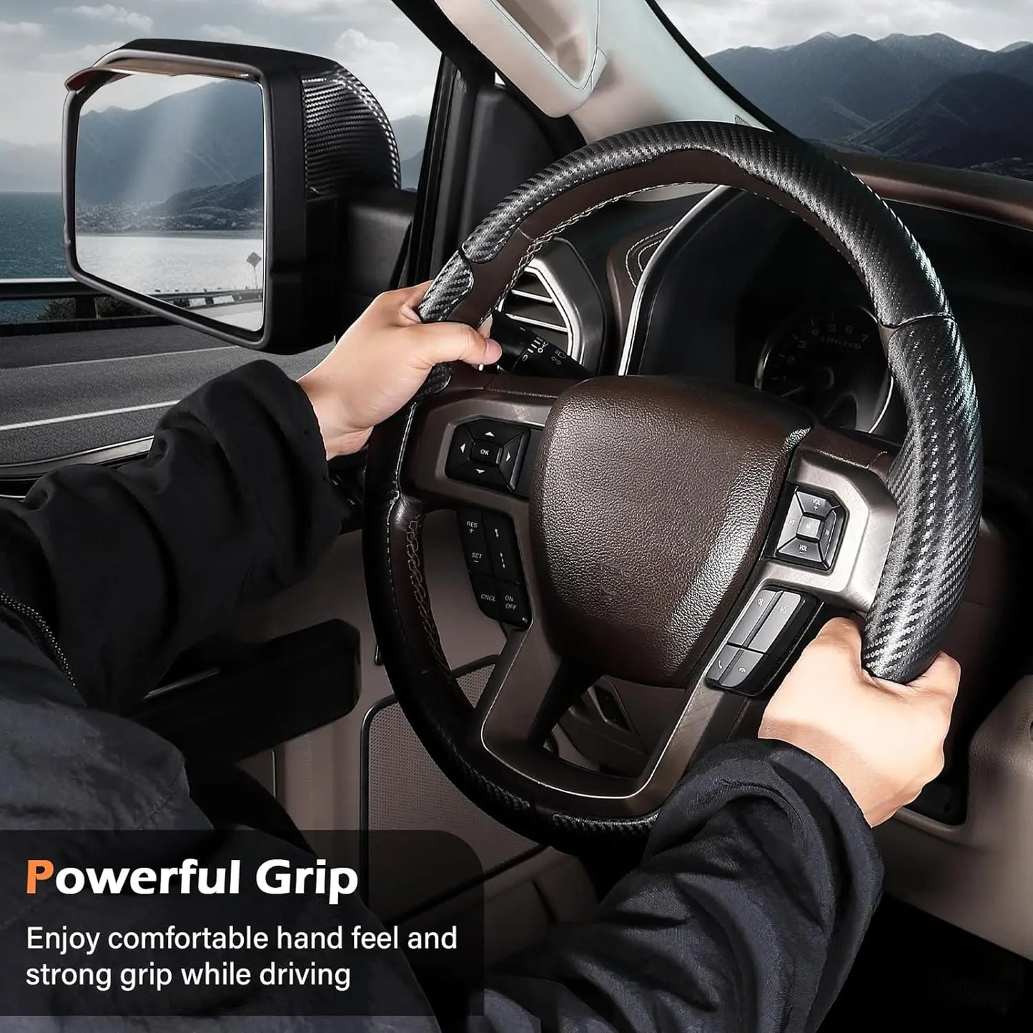 Custom-fit Steering Wheel Cover for Ford Trucks & SUVs, Anti-skid & Easy Install, Protects and Enhances Grip