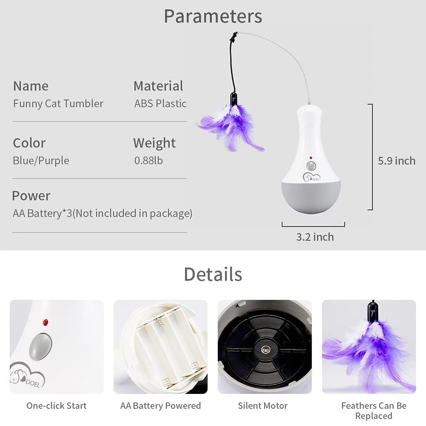 Automatic Rotating Feather Toy For Active Indoor Cat