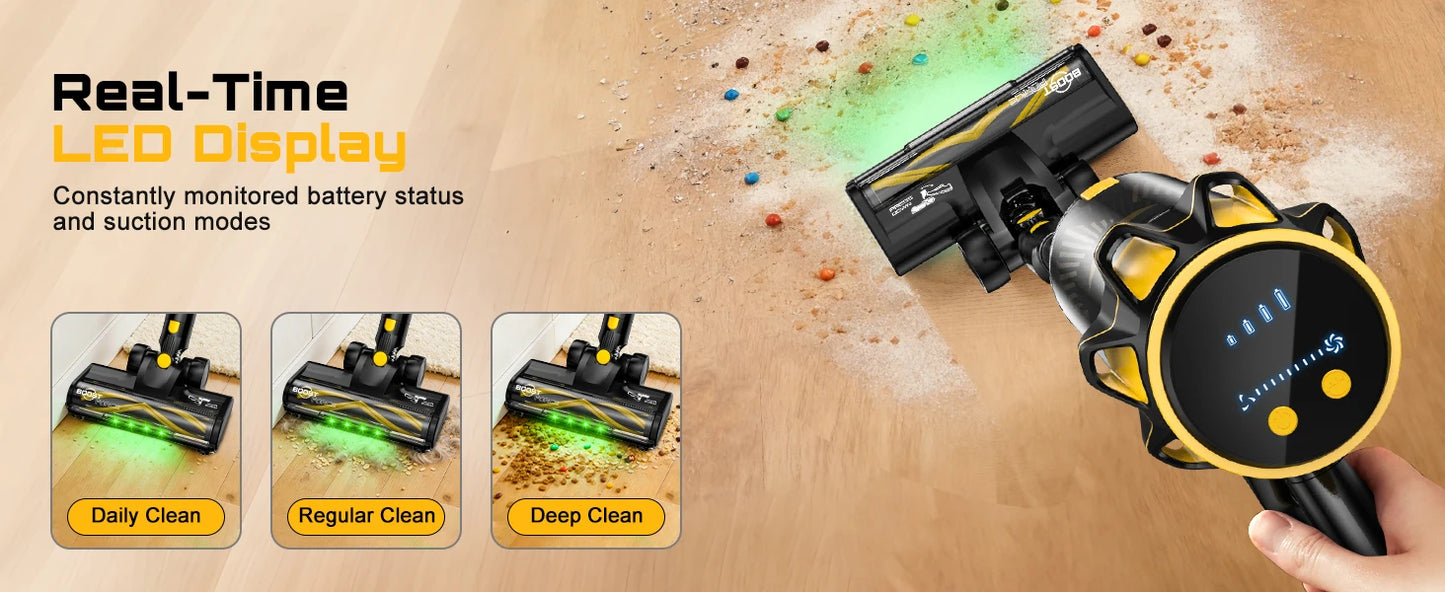 Cordless Stick Vacuum Cleaner Compatible with DeWalt 20V Battery, 45KPa Powerful Suction & 400W Motor, Self-Standing Vacuum for Hard Floors, Carpet and Home Cleaning (Battery Not Included)