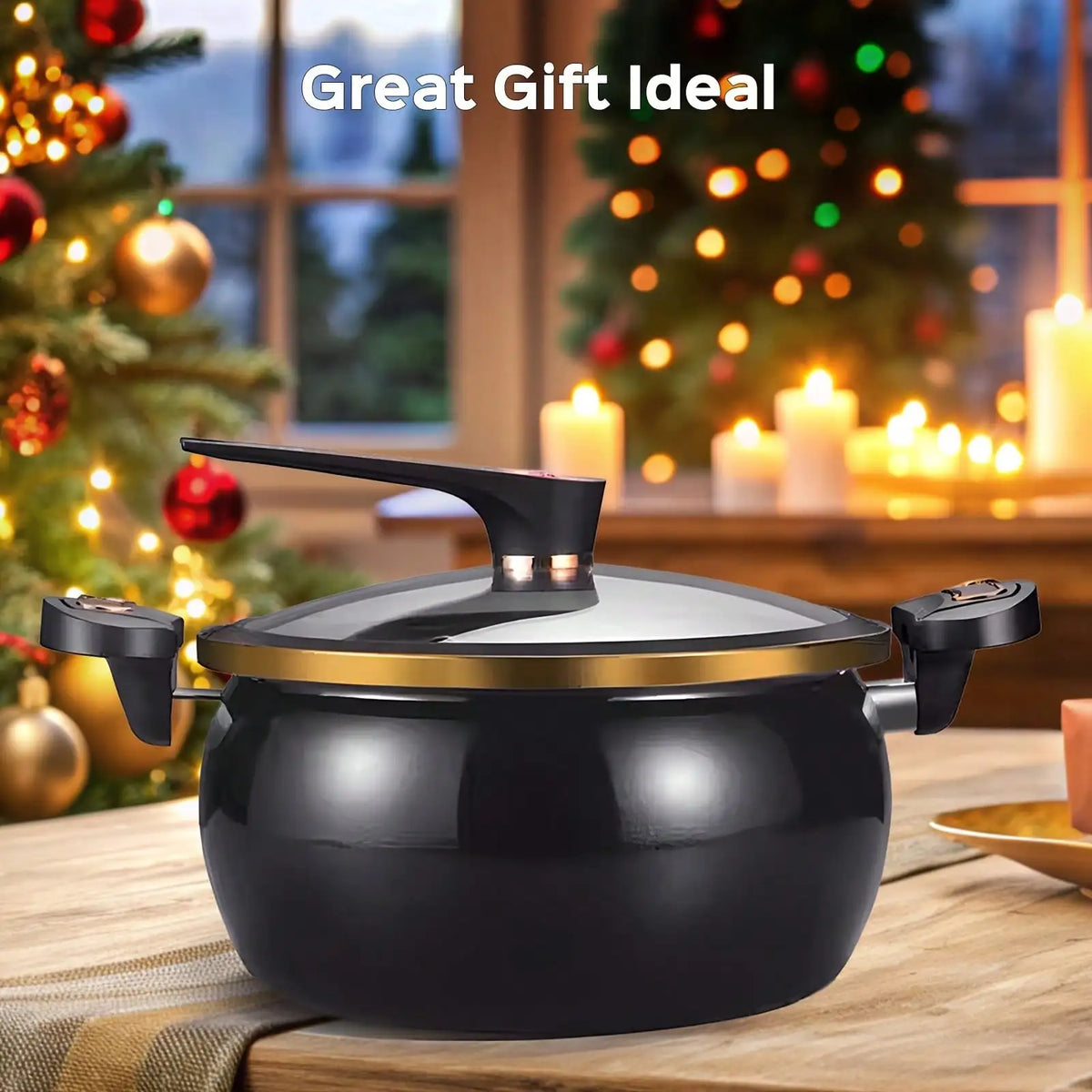 1Pc Large 8.45QT Non-Stick Stew Pot, Twist Lock Handle & Attached Soup Spoon, Fast Heating Cooking Pot, Compatible With Gas/Open Flame/Induction, Home/Hotel/Fast Food Shop, Mother's Day