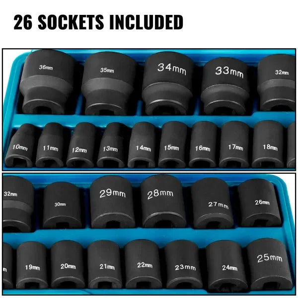 VEVOR 26 Piece Impact Socket Set IndustrialGrade CRV Sockets