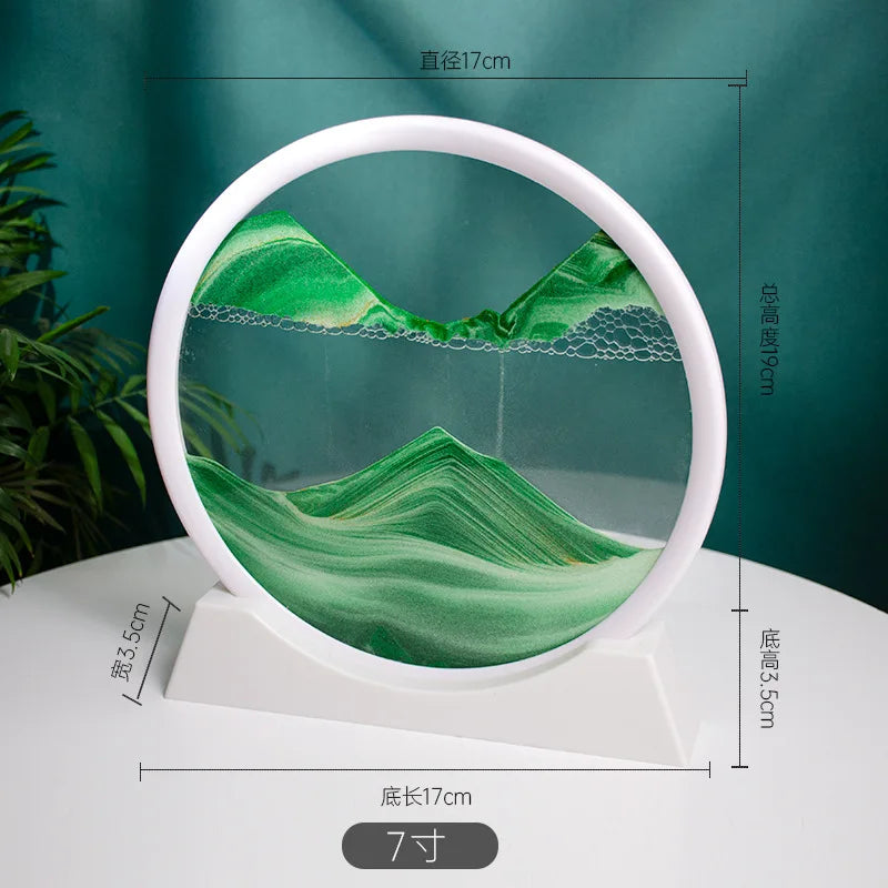 7/12inch Moving 3D Sand Art Picture Round Glass Hourglass Deep Sea Sandscape In Motion Display Flowing Sand Frame For home Decor