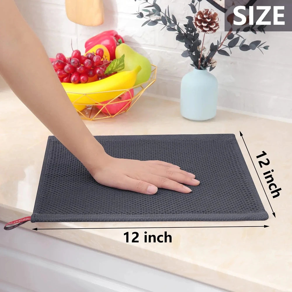 6PCS No Trace Honeycomb Absorbent Dish Tableware Kitchen Rag Towel Glass Cleaning Cleaning Tool Towel