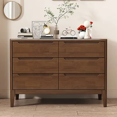 Wooden Chest of Drawers 5-Drawer & 6-Drawer Dresser Cabinet Bedroom Clothes Storage Organizer No Assembly Living Room Furniture