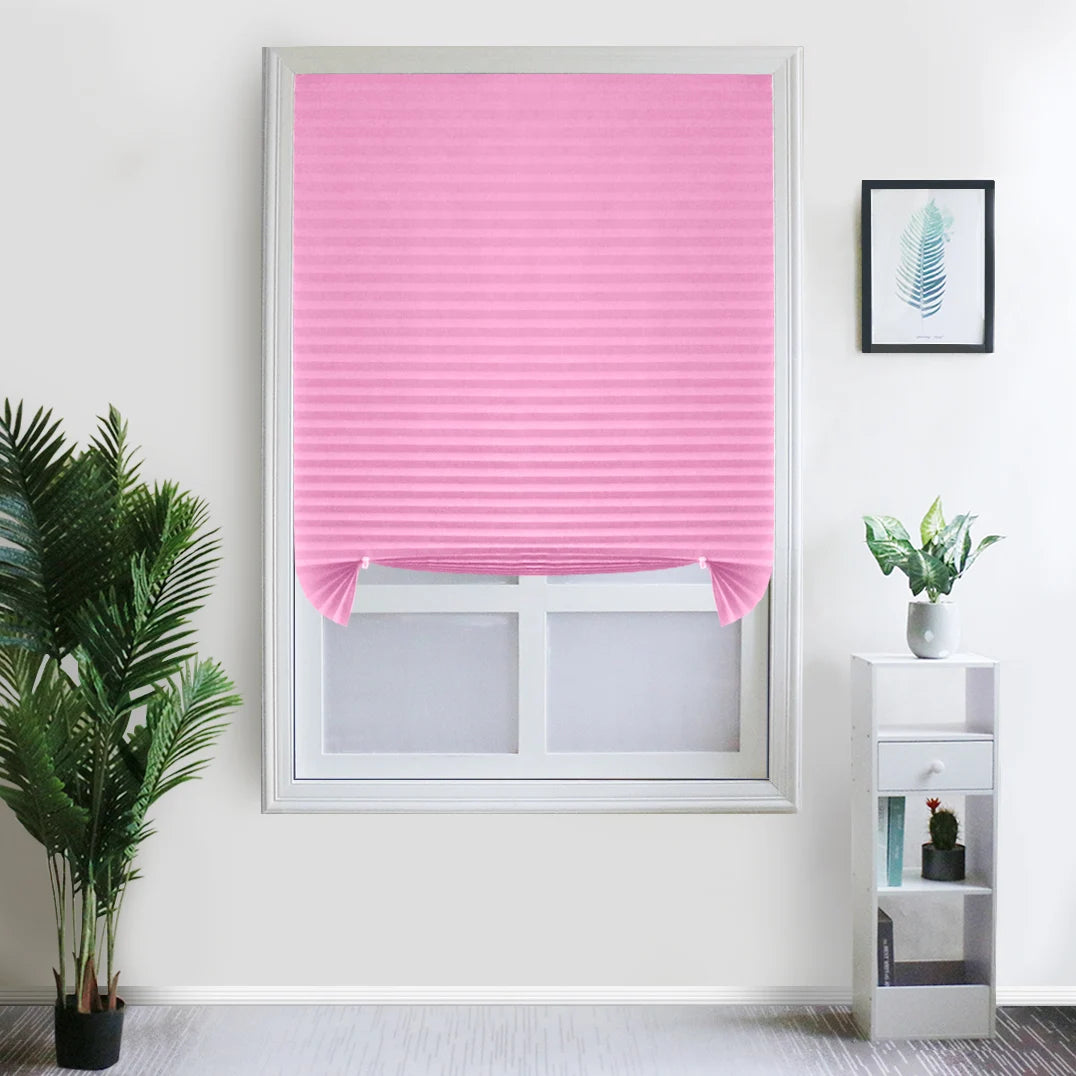 Cordless Pleated Fabric Window Blind For Room Darkening