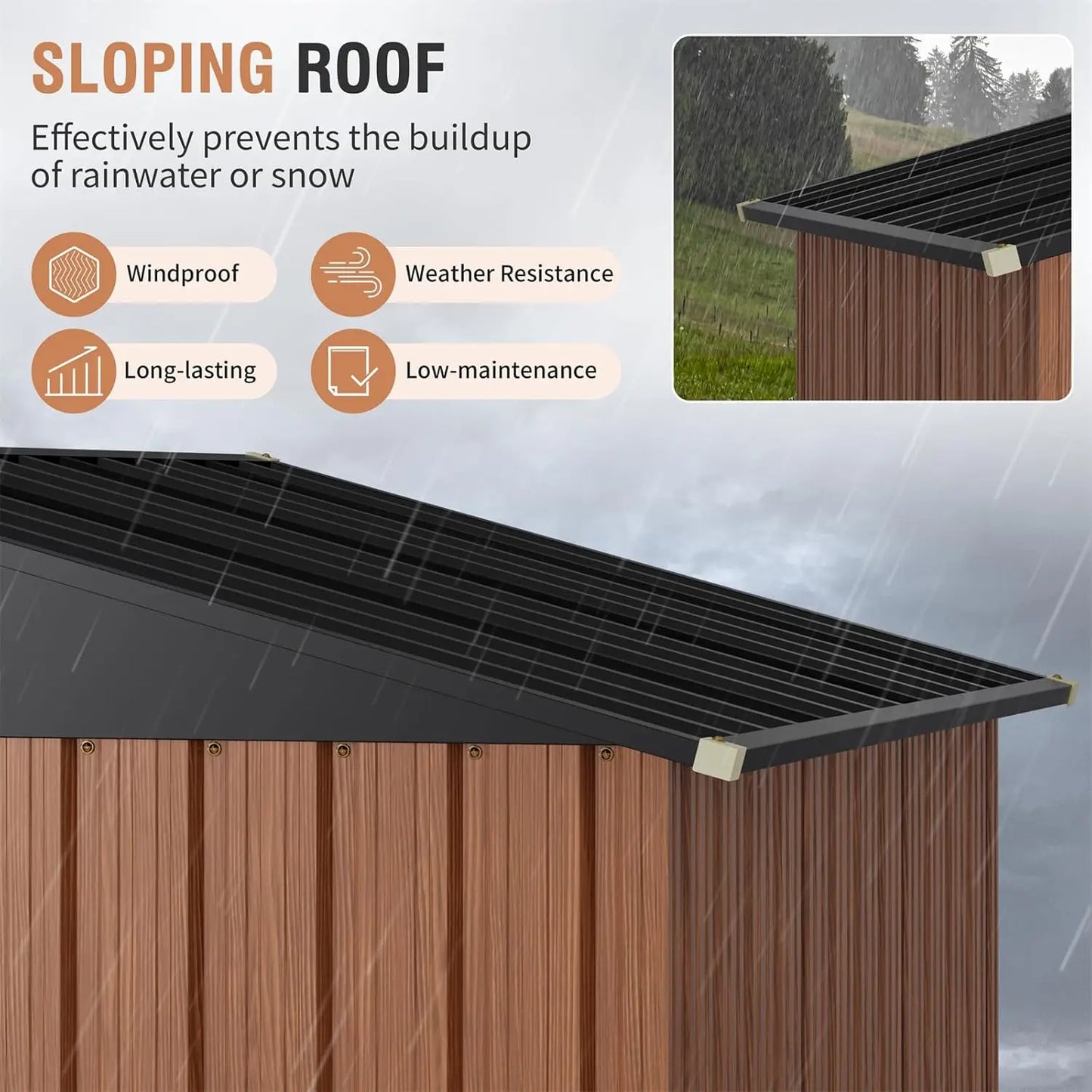 5x3ft Outdoor Metal Storage Shed Lockable Compact Vertical Tool Bike Lean-to Garden Backyard Patio, Custom