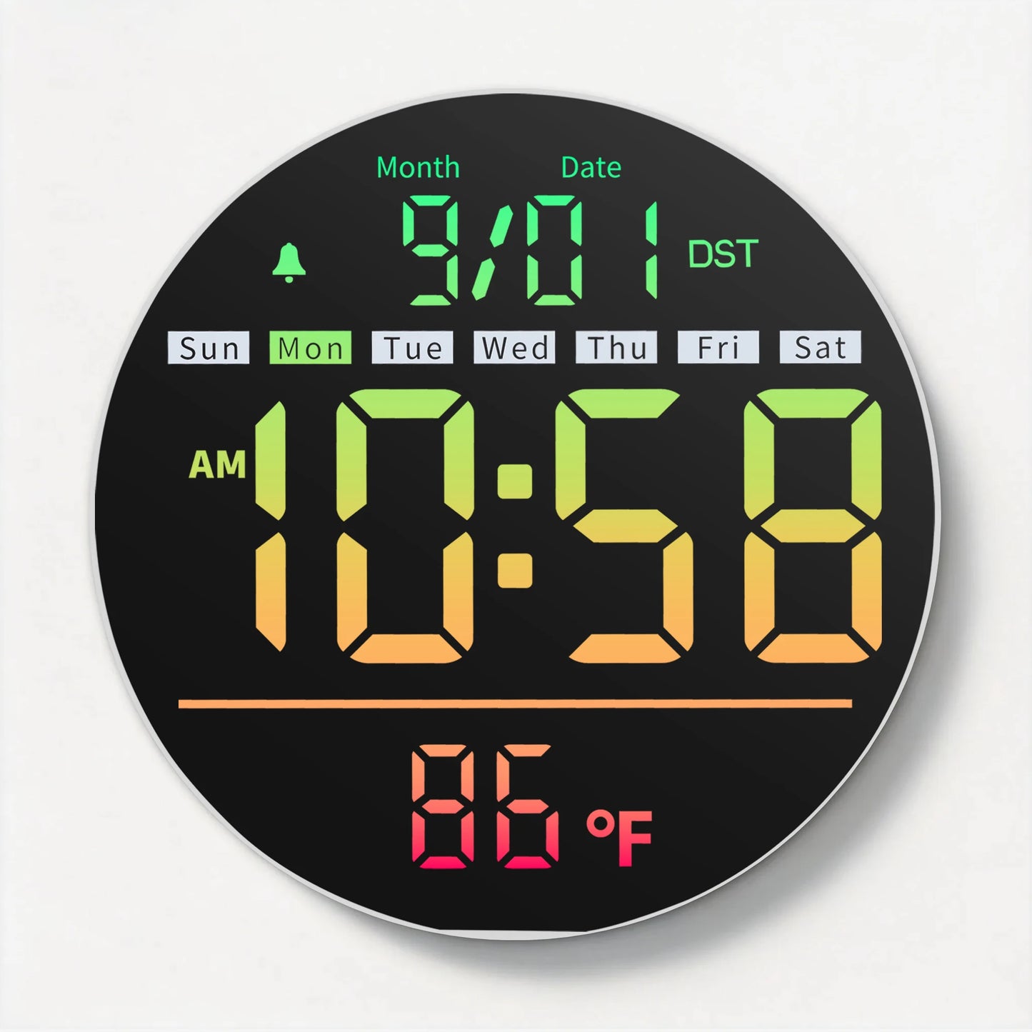 8‘’LED Wall Clockwith Timer,Temperature,Date,Night Light,RGB Color,Alarm,5-Level BrightnessDigital Clock for Classroom,Bedroom