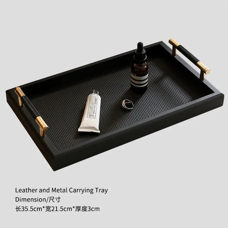 Retro Volcano Pattern Hotel Style Luxury Tea Tray for Home Use - High-end Storage Tray for Living Room Desktop - Elegant Storage