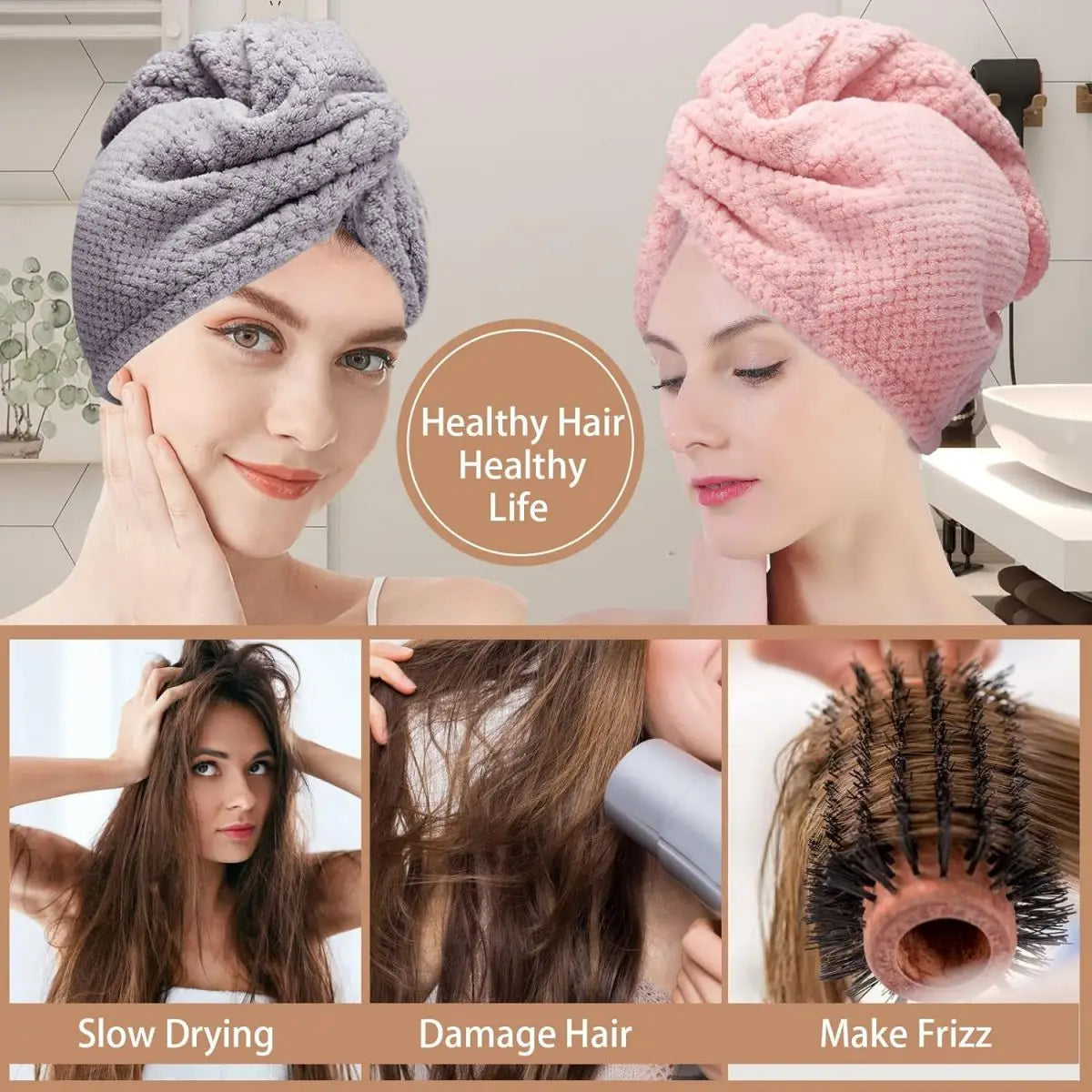 Absorbent Hair Towel Cap for Quick Drying and Styling