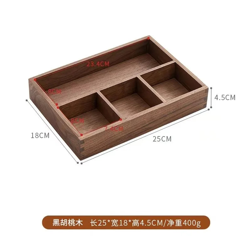 Black Walnut Wood Storage Box Chinese Tea Table Living Room Office Desktop Key Jewelry Solid Wood Tea Set Storage Box