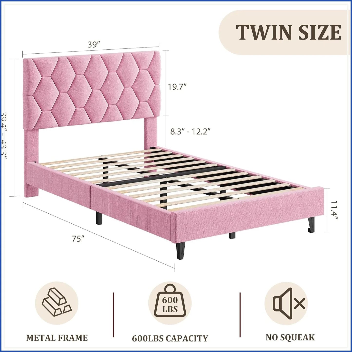 Modern Upholstered Platform Bed Frame With Ample Storage Space