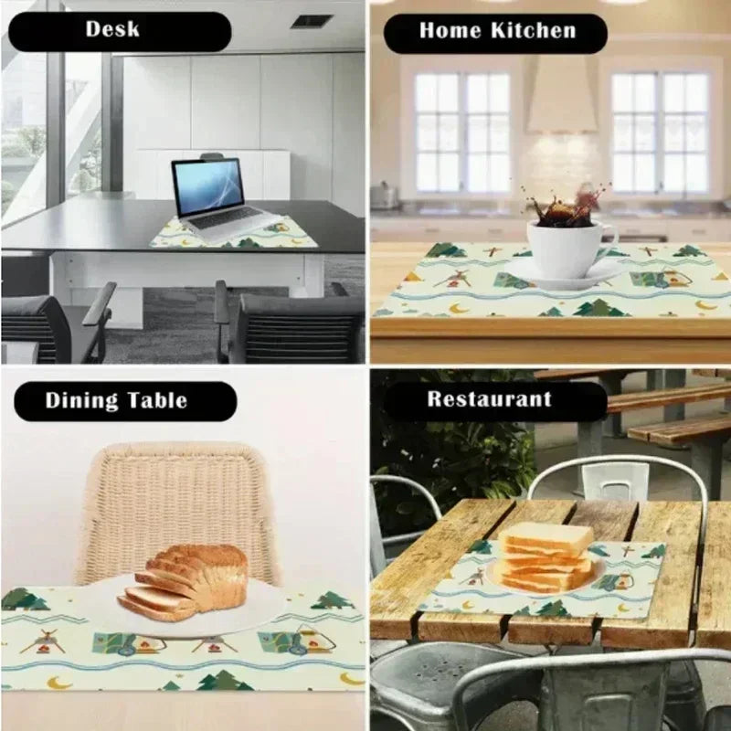 Light Luxury Geometric Table Runner Placemats Set Waterproof