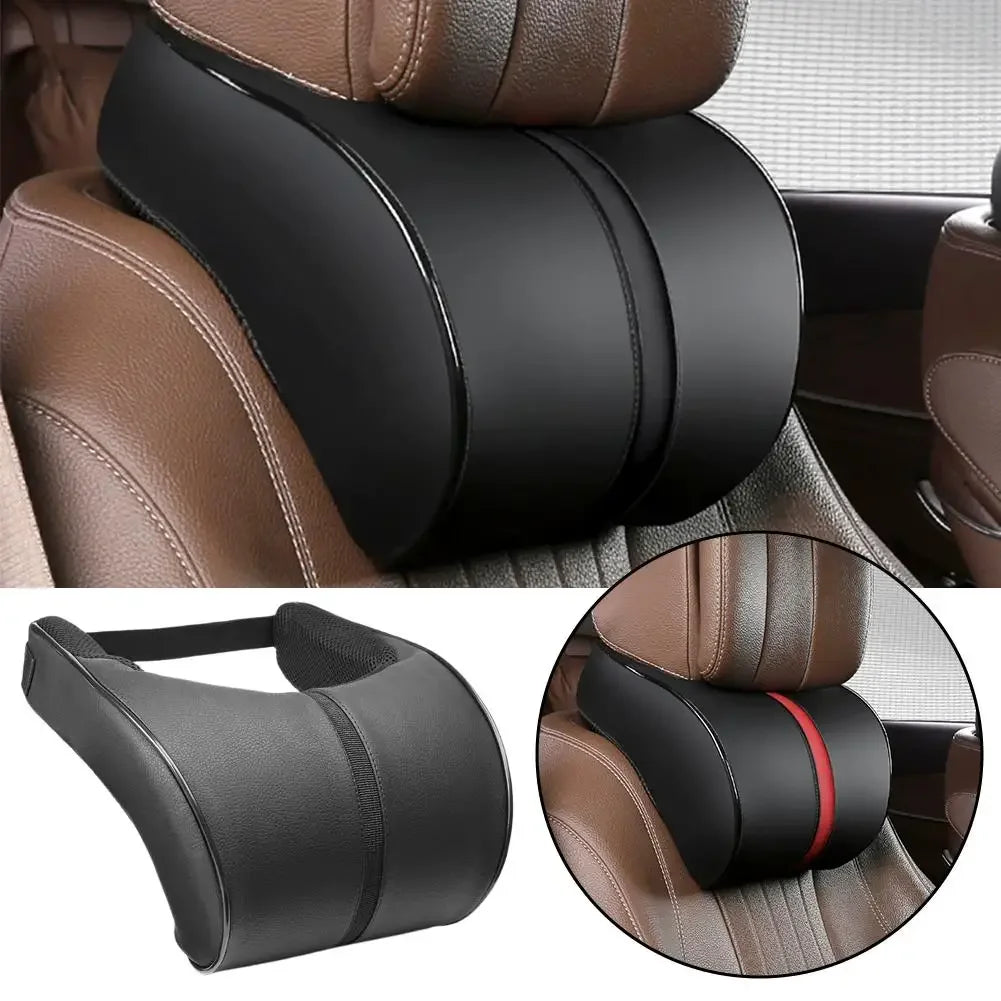 Adjustable Breathable Car Headrest Memory Cotton Car Cushion Leather Neck Pillow Car Waist Pad Automotive Decorative Products
