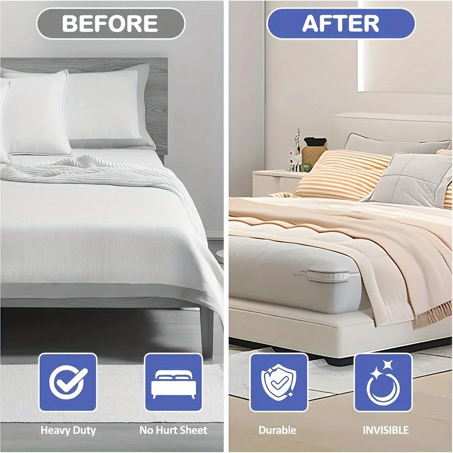 4 Heavy Bed Sheet Holders - Non-slip, Safe Mattress Straps Suitable for All Sizes of Bed Sheets, Easy to Install, Secure