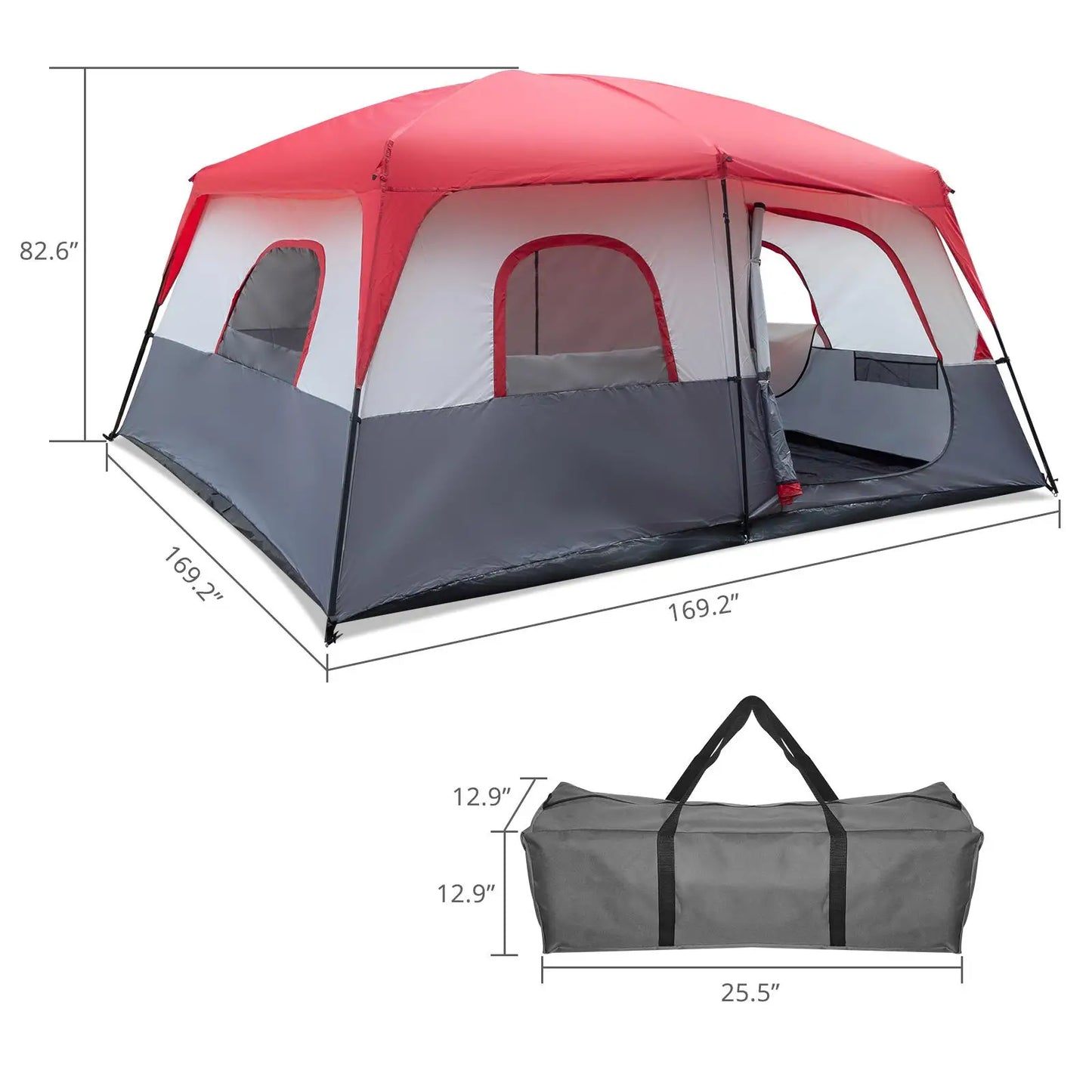 Durable Polyester Cabin Tent With Fiberglass Poles Shelter