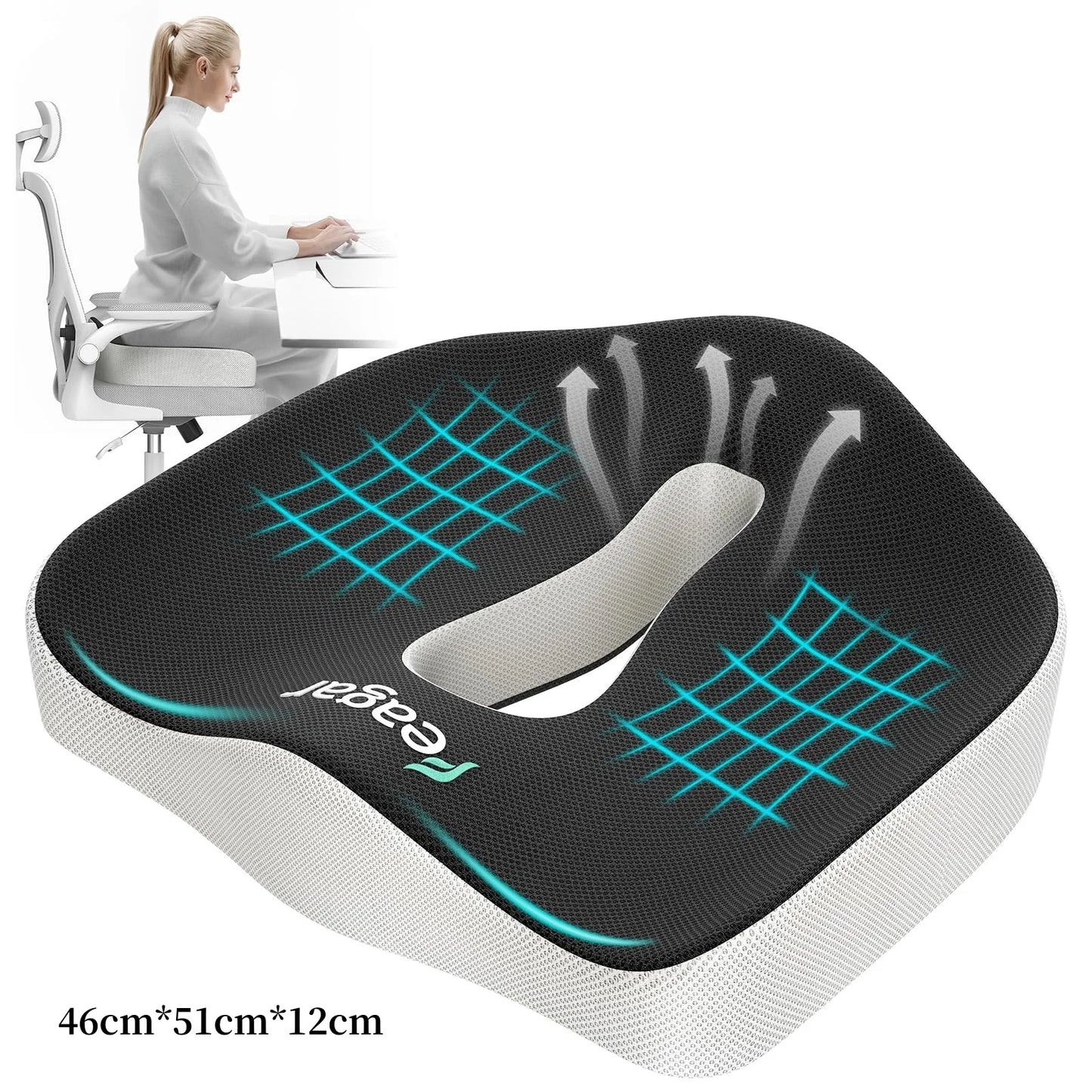 Memory Foam Seat Cushion – Cooling Gel Mesh Thick for Comfort