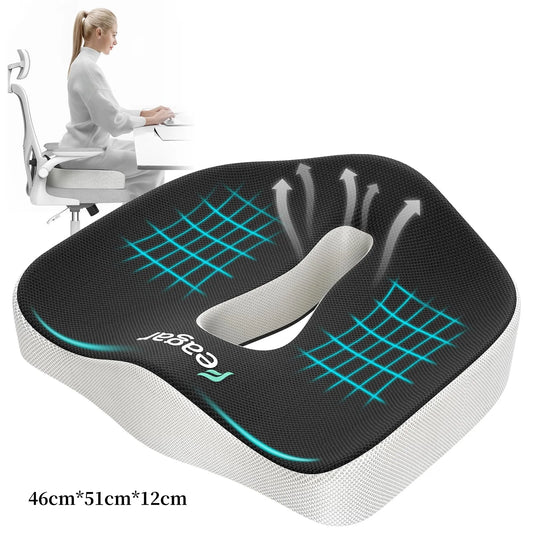 Memory Foam Seat Cushion – Cooling Gel Mesh Thick for Comfort