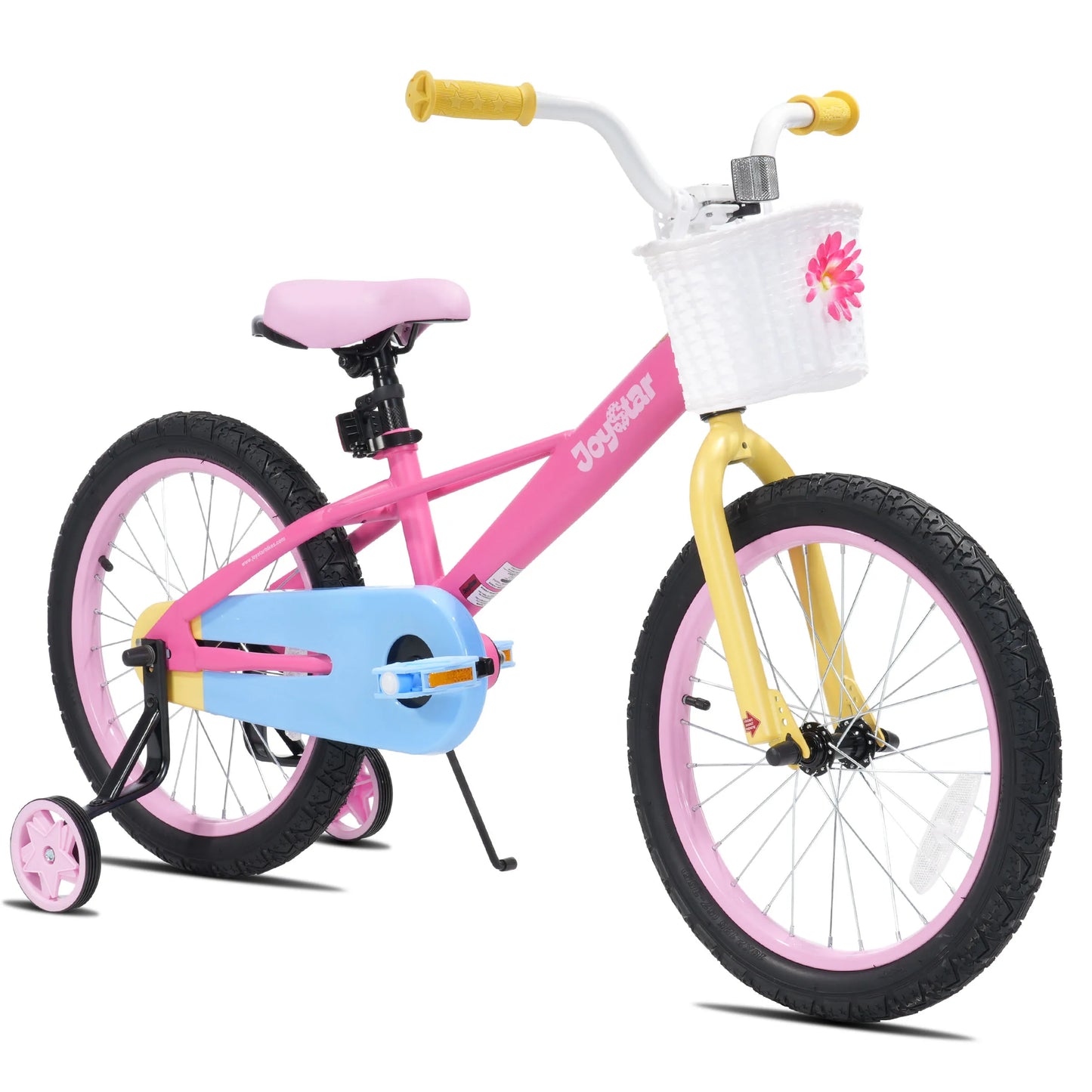JoyStar Macaroon Kids Bike With Training Wheels And Front Basket