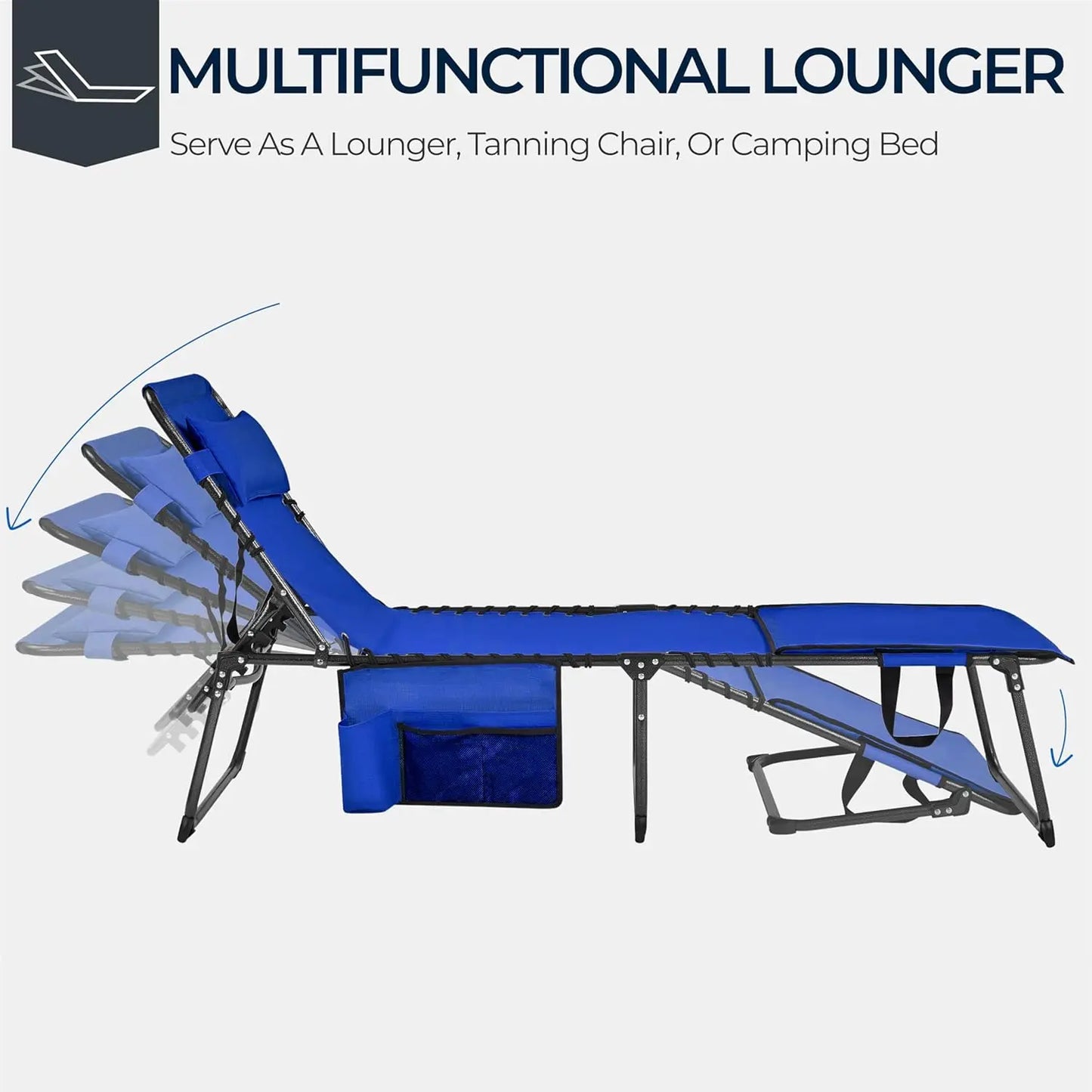 22.4" Tanning Chair with Face Hole, Adjustable 5-Position Folding Chaise Lounge Chairs, Outdoor Lounge Chairs for, Customized