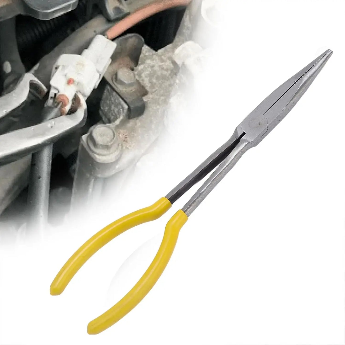 11" Long Nose Pliers Straight Bent Tip Nose Plug Cable Puller Long Needle Nose Pliers Wire Cutter Hose Spanner Clips Hand Tools