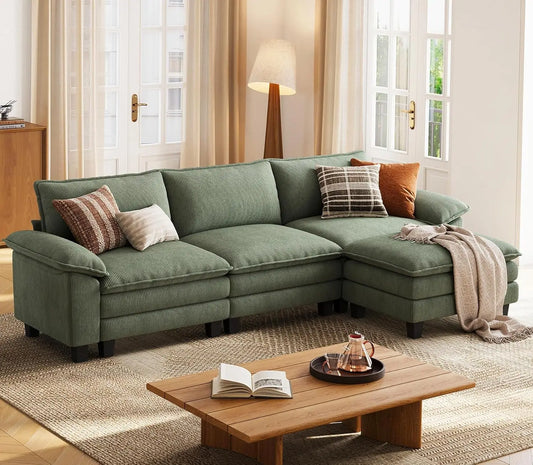 Corduroy Cloud Sofa Accent Chair With Ottoman For Living