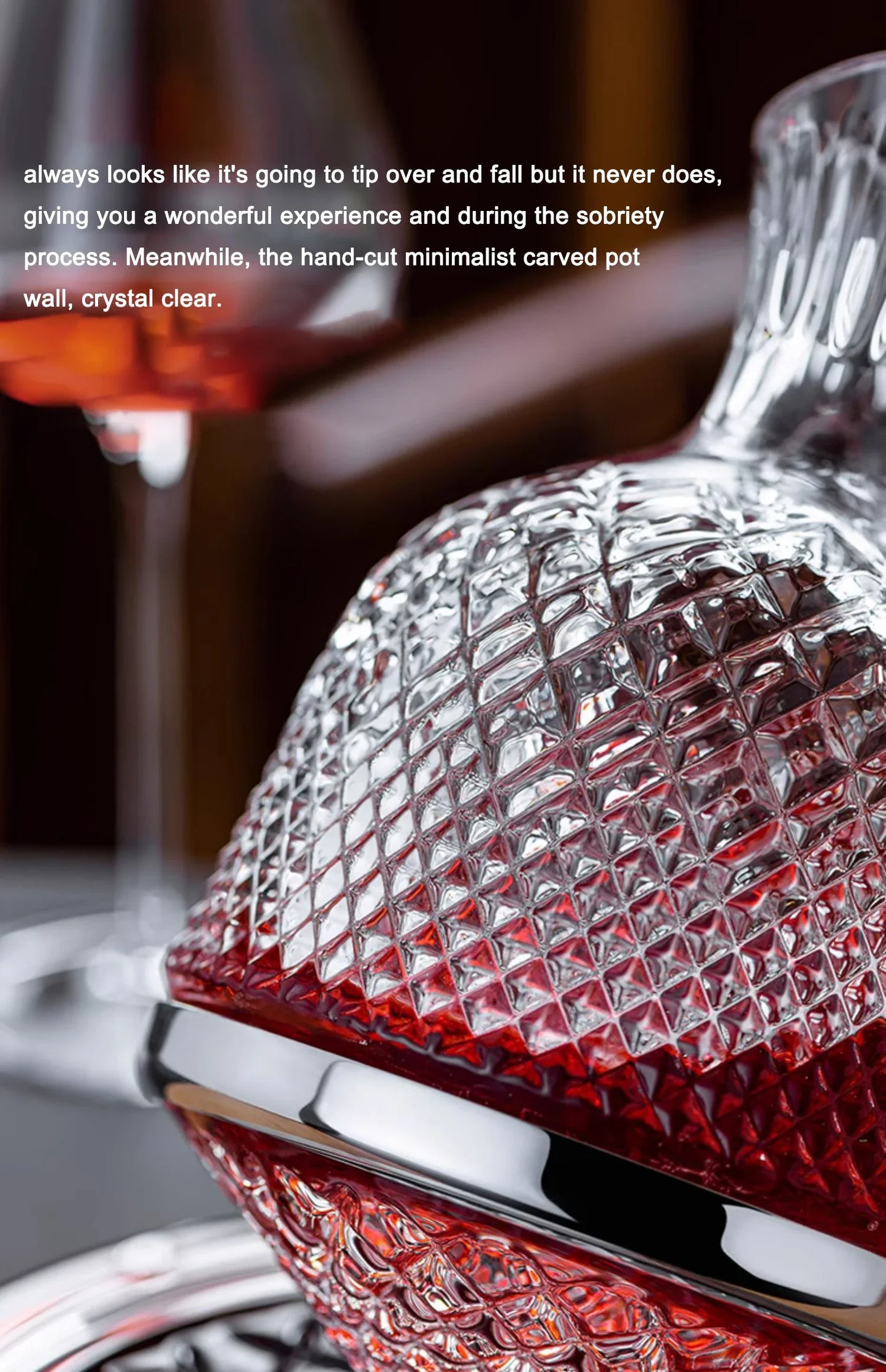 Spinning Crystal Red Wine Decanter, 360 ° Rotating Decanters, Lead-free Glass, Wine Accessories, 1500ml