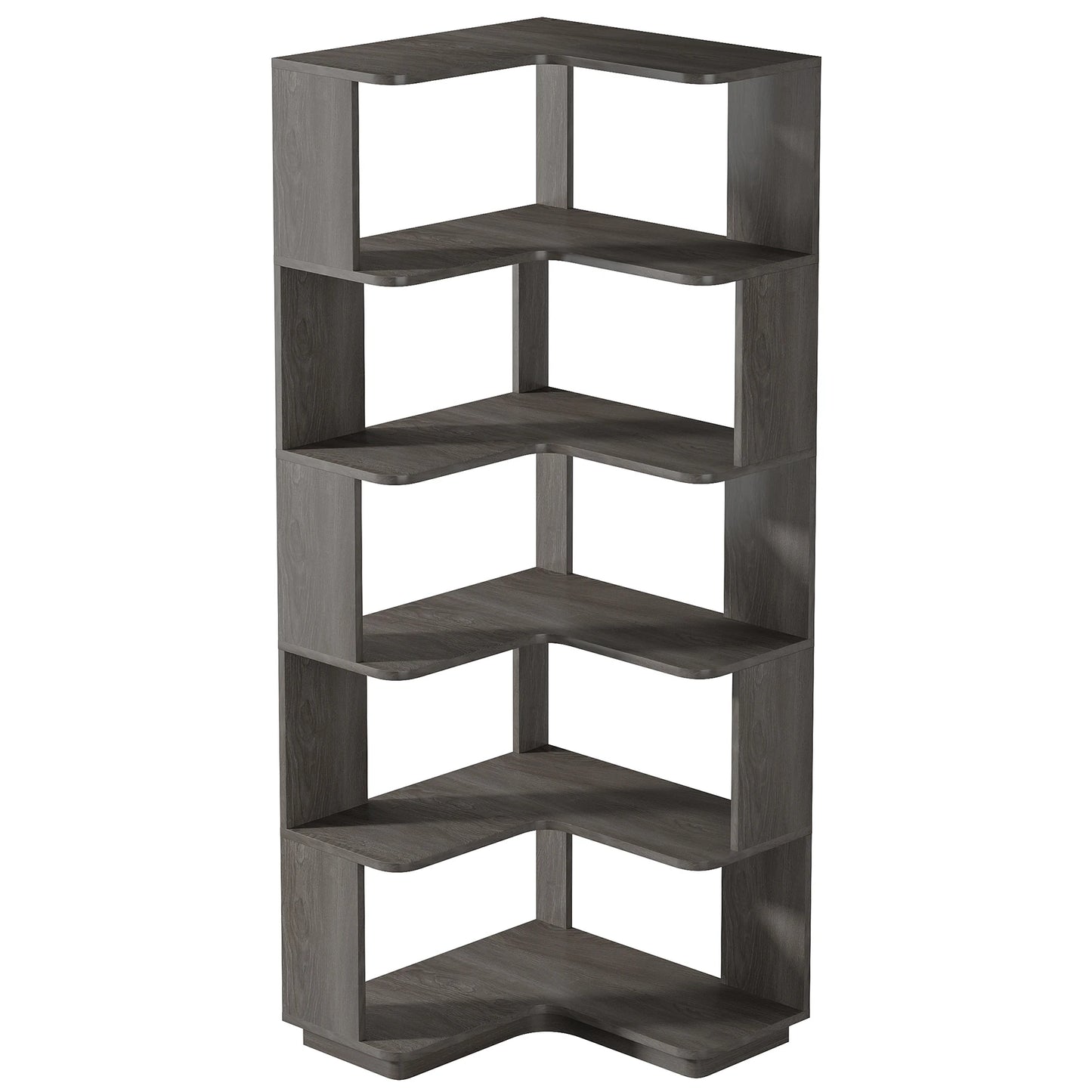 Tribesigns 6-Shelf Corner Bookshelf, 6-Tier Tall Bookcase with Baffles, Multifunctional Book Shelves Storage Display Stand