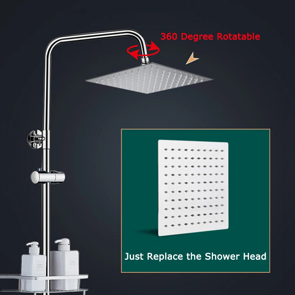 Rainfall Shower Head 12/10/8 Inch Waterfall Shower Ultra Thin 201 Stainless Steel Square Rain Showerheads Bathroom Accessories