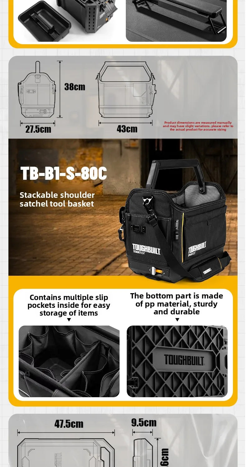 New Design TOUGHBUILT All-in-One Tool Box, Waterproof Stackable Rolling Storage Case for Electrician, Camping, Vehicle & Repair