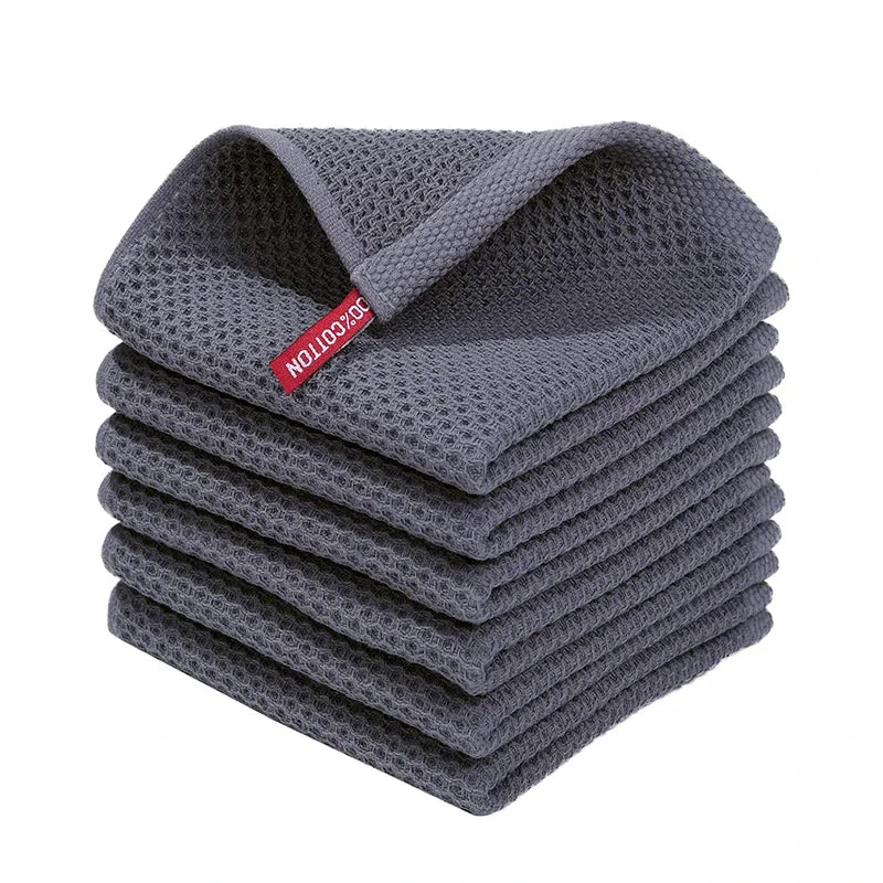 6PCS No Trace Honeycomb Absorbent Dish Tableware Kitchen Rag Towel Glass Cleaning Cleaning Tool Towel