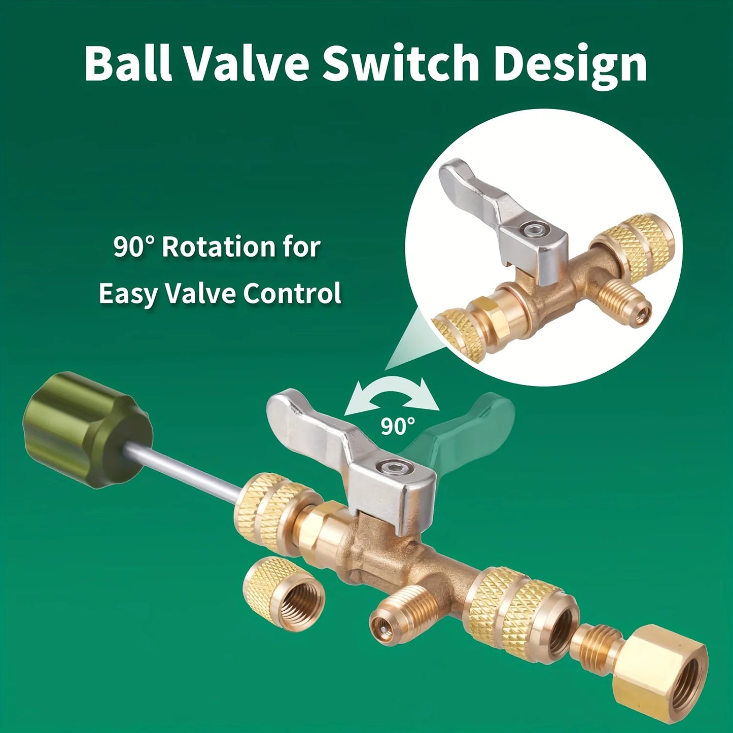 Valve Core Removal Tool for HVAC HS-1430 with SAE 1/4 and 5/16 Brass Adapter Compatible with R22 R12 R410 R32 R404 R407 R507